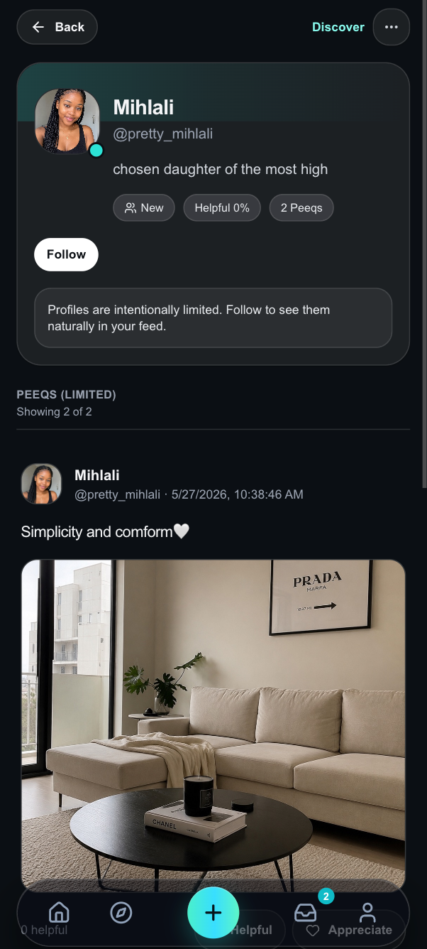 Peeqly public profile preview